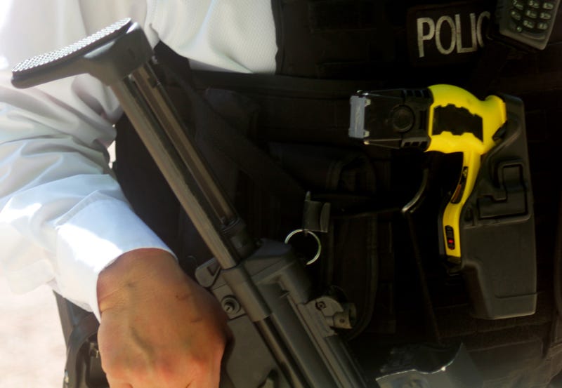 Police officer with a stun gun