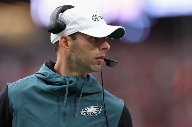 Defensive coordinator Jonathan Gannon of the Philadelphia Eagles during their game against the Arizona Cardinals at State Farm Stadium on October 9, 2022 in Glendale, Arizona. The Eagles defeated the Cardinals 20-17.