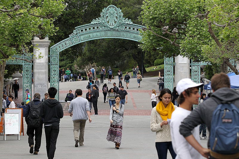 UC Berkeley students walk through Sproul Plaza on the UC Berkeley campus April 23, 2012 in Berkeley, California. 