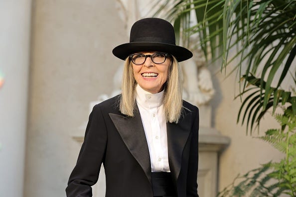  Diane Keaton attends the Ralph Lauren SS23 Runway Show at The Huntington Library, Art Collections, and Botanical Gardens on October 13, 2022 in San Marino, California. (Photo by Amy Sussman/Getty Images)