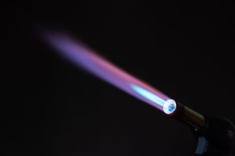 blue flame from blow torch