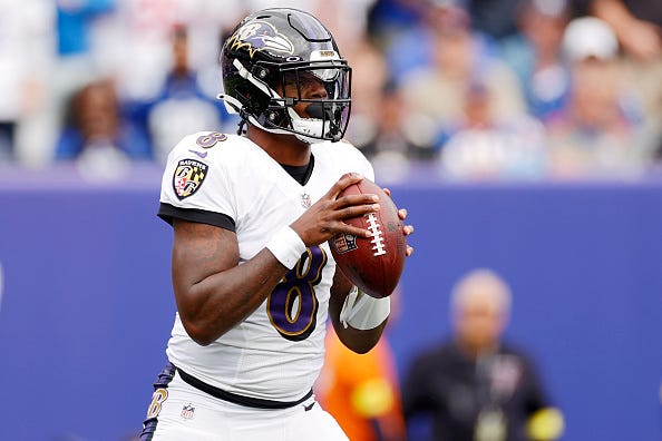 Lamar Jackson and the Ravens will play in the 1:00 window. 