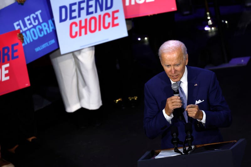  U.S. President Joe Biden speaks at a Democratic National Committee event at the Howard Theatre on October 18, 2022 in Washington, DC. With three weeks until election day, in his remarks Biden highlighted issues pertaining to women’s reproductive health and promised to codify access to abortion. (Photo by Anna Moneymaker/Getty Images)