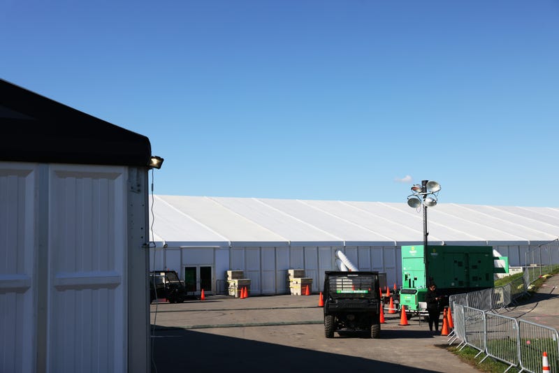 The Randall's Island Humanitarian Emergency Response and Relief Center is seen on Oct. 18, 2022