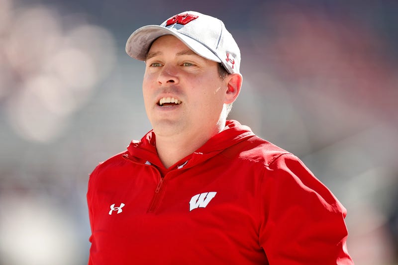 Head coach Jim Leonhard of the Wisconsin Badgers before the game against the Purdue Boilermakers at Camp Randall Stadium on October 22, 2022 in Madison, Wisconsin