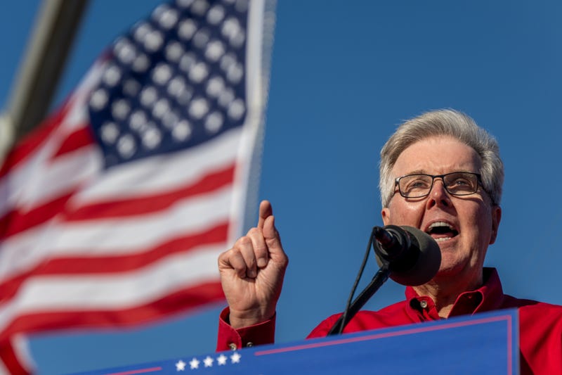 Lieutenant Governor of Texas Dan Patrick speaks at a 'Save America' rally on October 22, 2022 in Robstown, Texas.