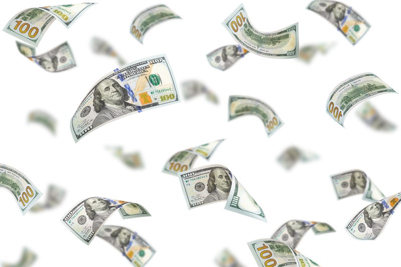 Cash in the air stock photo. 