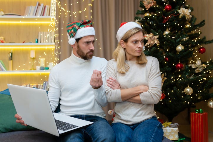 Couple stressed at Christmas