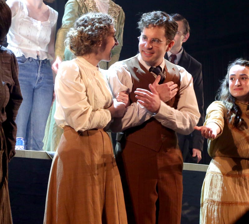 Micaela Diamond and Ben Platt during the opening night curtain call for "Parade" at New York City Center on November 01, 2022 in New York City.