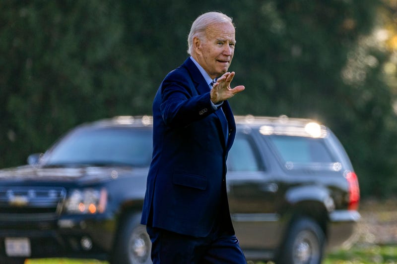 U.S. President Joe Biden waves as he heads to Marine One on the South Lawn of the White House on November 03, 2022 in Washington, DC.