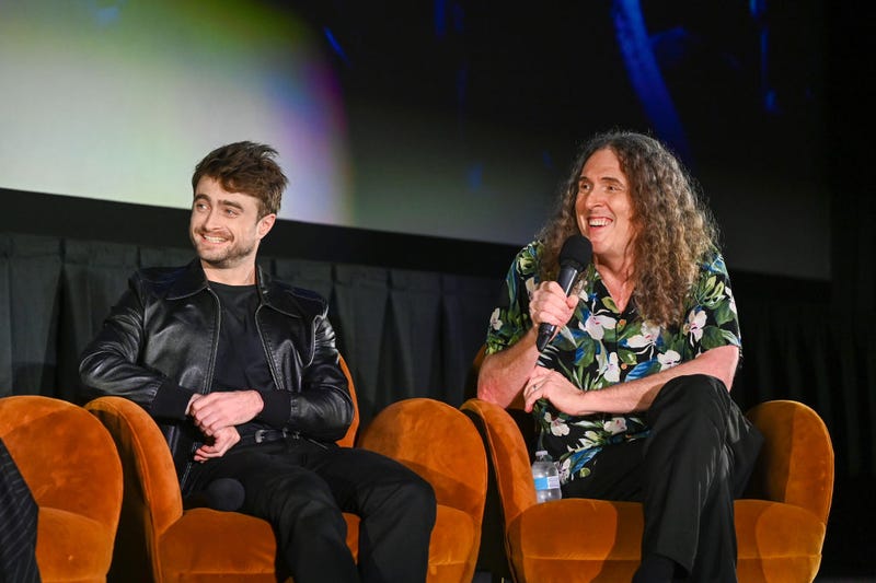  Daniel Radcliffe and "Weird Al" Yankovic speak during the US Premiere Of Weird: The Al Yankovic Story