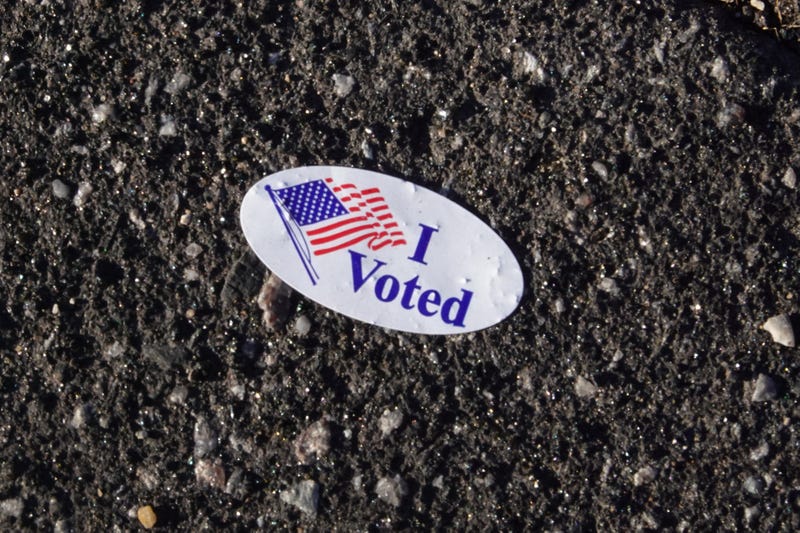 "I Voted" sticker on ground