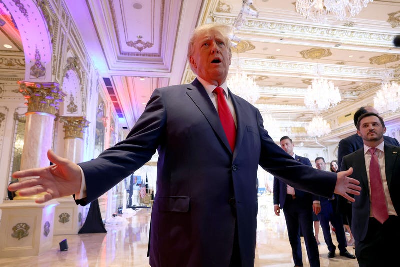 Former President Donald Trump speaks to the media during an election night event at Mar-a-Lago on November 08, 2022