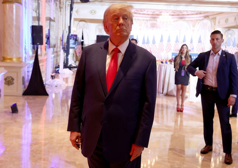  Former U.S. President Donald Trump speaks to the media during an election night event at Mar-a-Lago on November 08, 2022 in Palm Beach, Florida. Trump spoke as the nation awaits the results of voting in the midterm elections. (Photo by Joe Raedle/Getty Images)