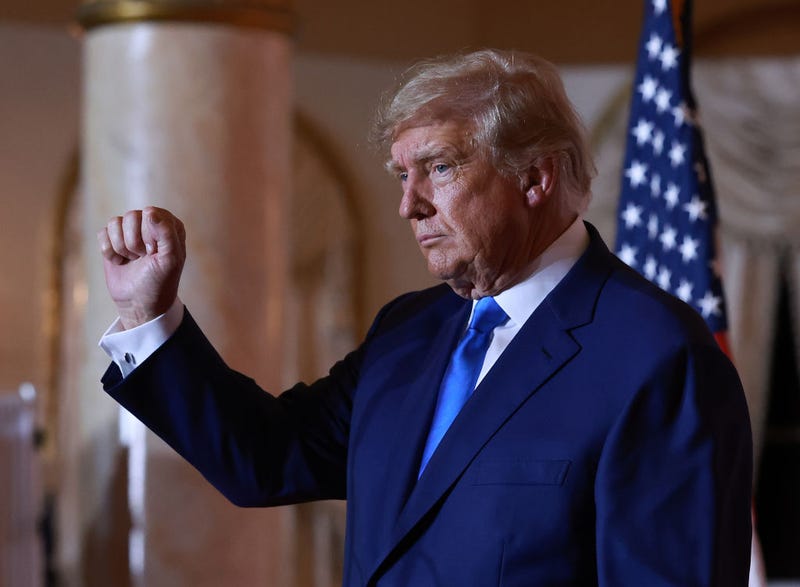 Former U.S. President Donald Trump speaks during an election night event at Mar-a-Lago on November 08, 2022 in Palm Beach, Florida. 