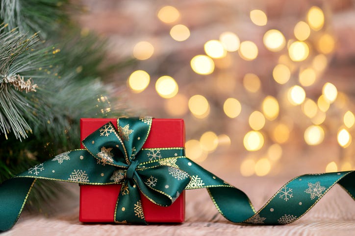 Holiday Background with wrapped present