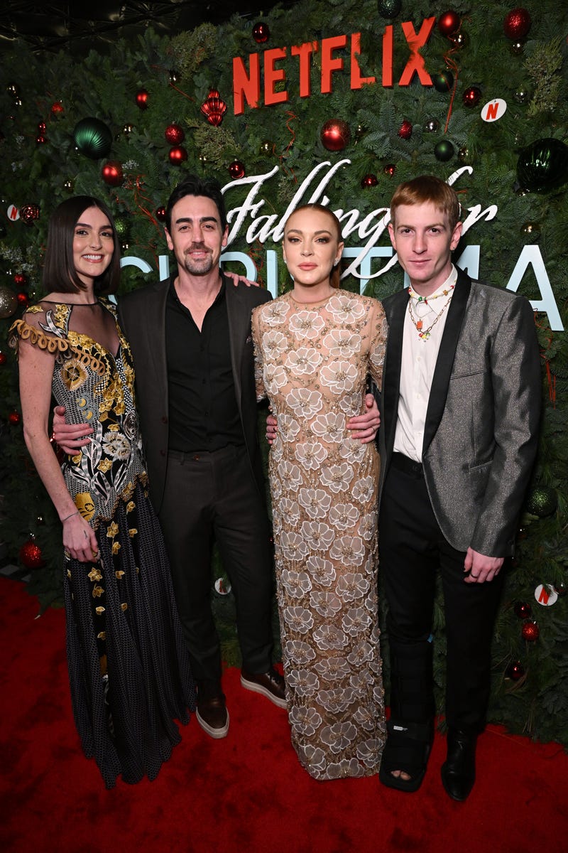 Aliana Lohan, Michael Lohan Jr., Lindsay Lohan and Cody Lohan attend Netflix’s Falling For Christmas Celebratory Holiday Fan Screening with Cast & Crew on November 9, 2022 in New York City.