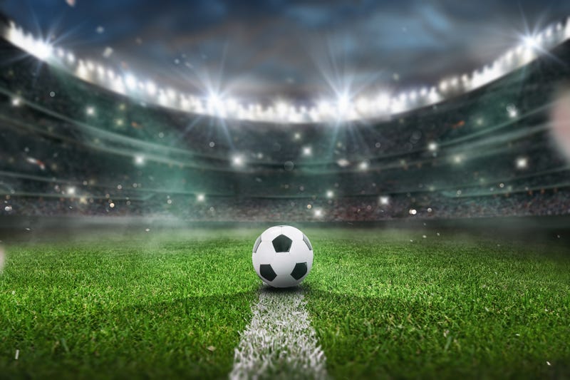 A soccer ball on a field