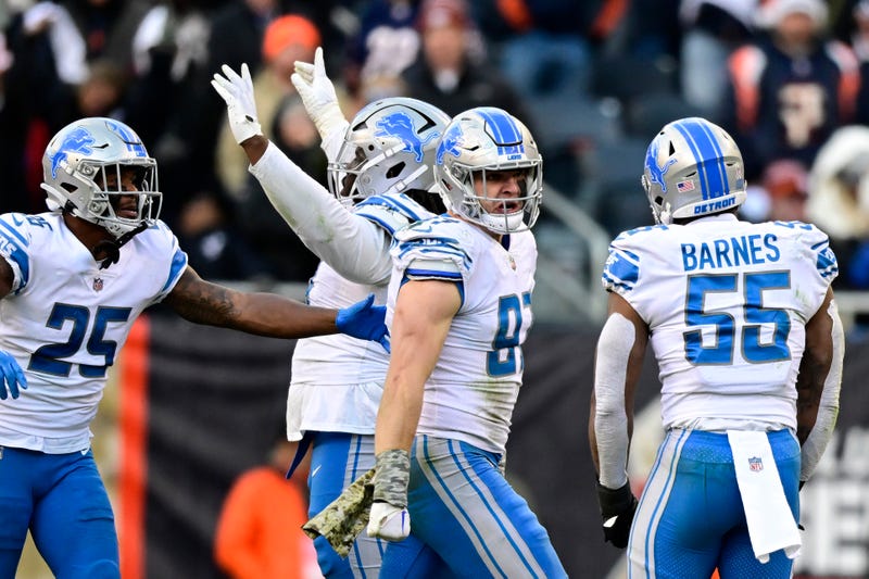 Detroit Lions celebrating game-winning sack