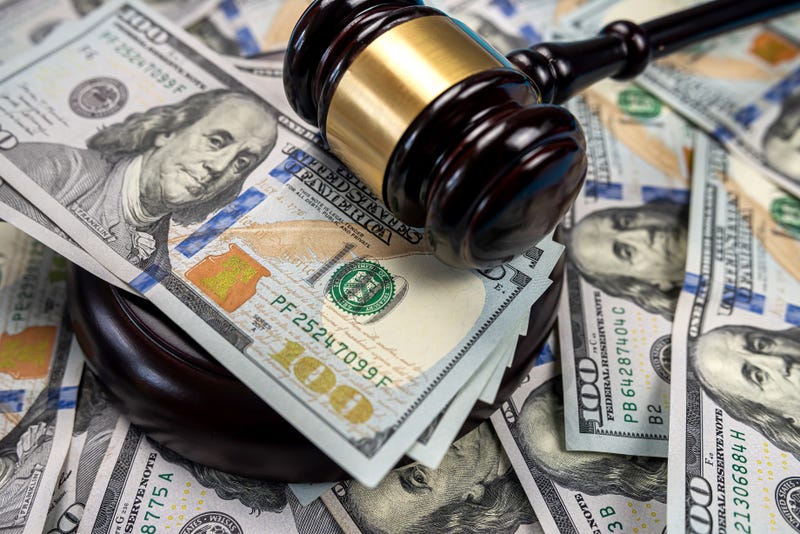 Gavel with money