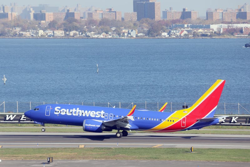 A Southwest Airlines jet takes off at Laguardia AIrport on November 10, 2022 in the Queens borough of New York City.