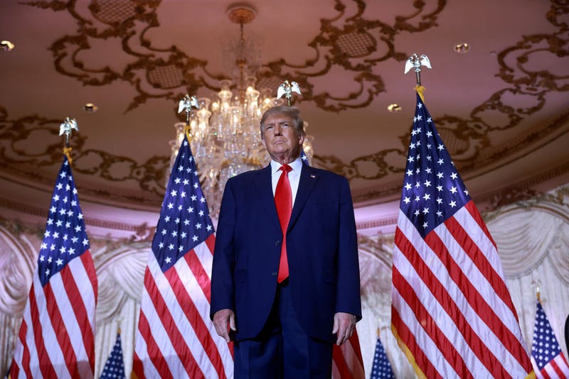 Former U.S. President Donald Trump arrives on stage during an event at his Mar-a-Lago home on November 15, 2022 in Palm Beach, Florida.