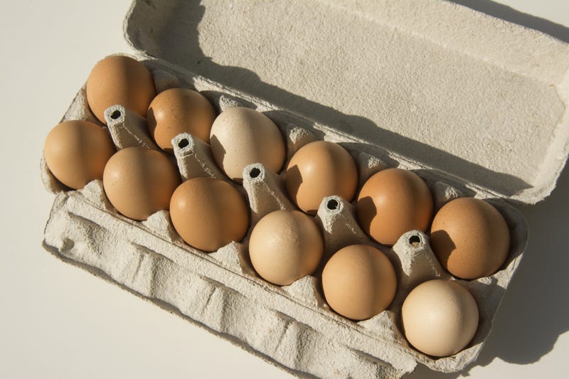 Eggs in a carton. Close up. 