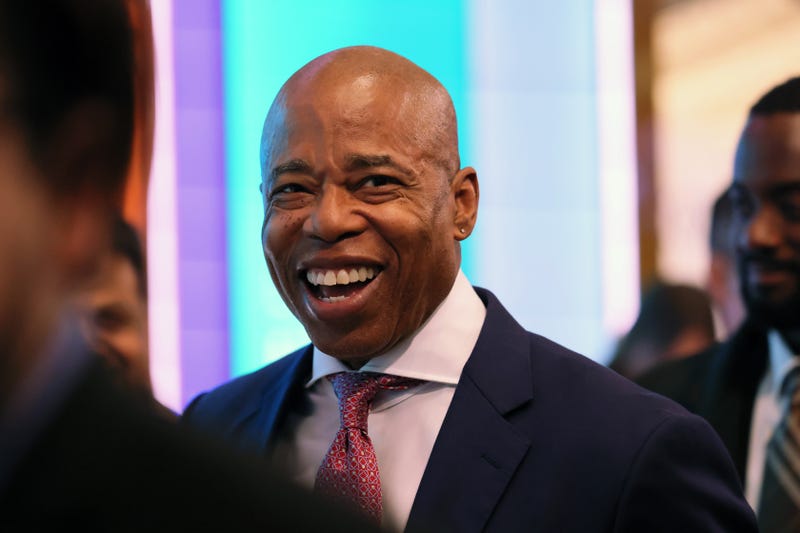 Mayor Eric Adams takes a tour of the New York Stock Exchange during morning trading on November 17, 2022 in New York City.