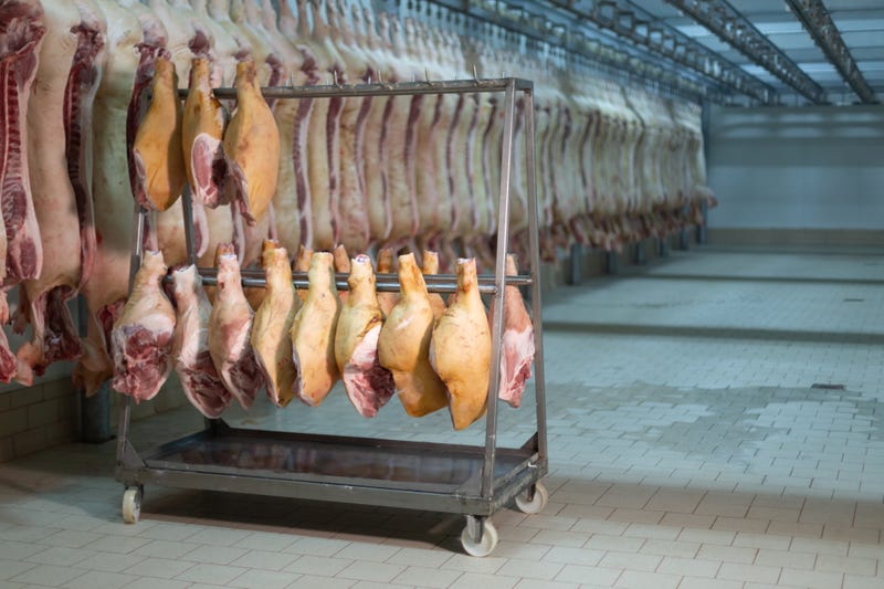 Meat processing plant stock image.