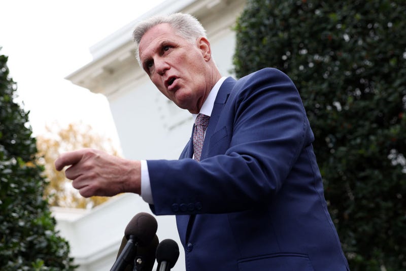 U.S. House Minority Leader Kevin McCarthy (R-CA) speaks to the media following a meeting with U.S. President Joe Biden at the White House on November 29, 2022 in Washington, DC. Biden met with Senate and House leaders to discuss the legislative agenda for the remainder of the year. (Photo by Kevin Dietsch/Getty Images)