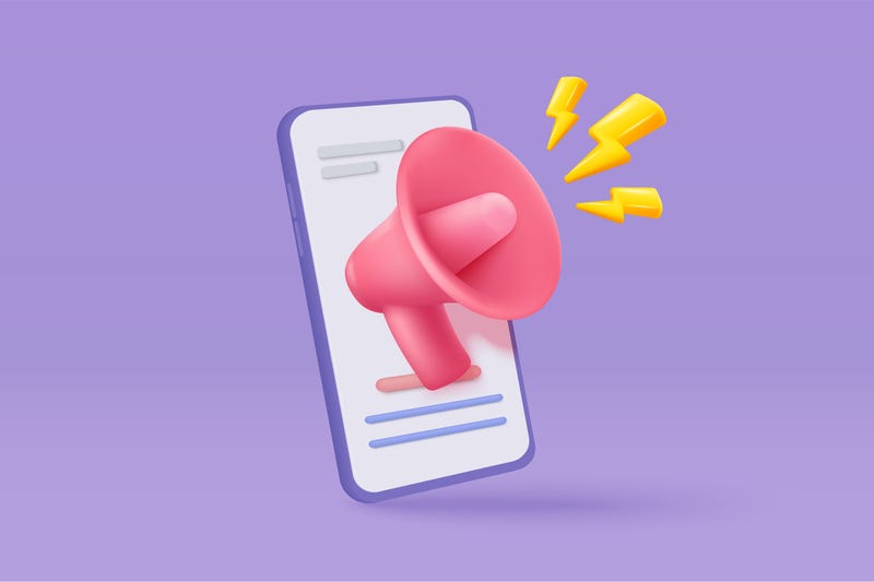 speakerphone 3d icon vector render for alert and announcement on background