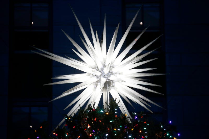 A view of the Swarovski Star atop the Rockefeller Center Christmas tree at the lighting ceremony on Nov. 30, 2022