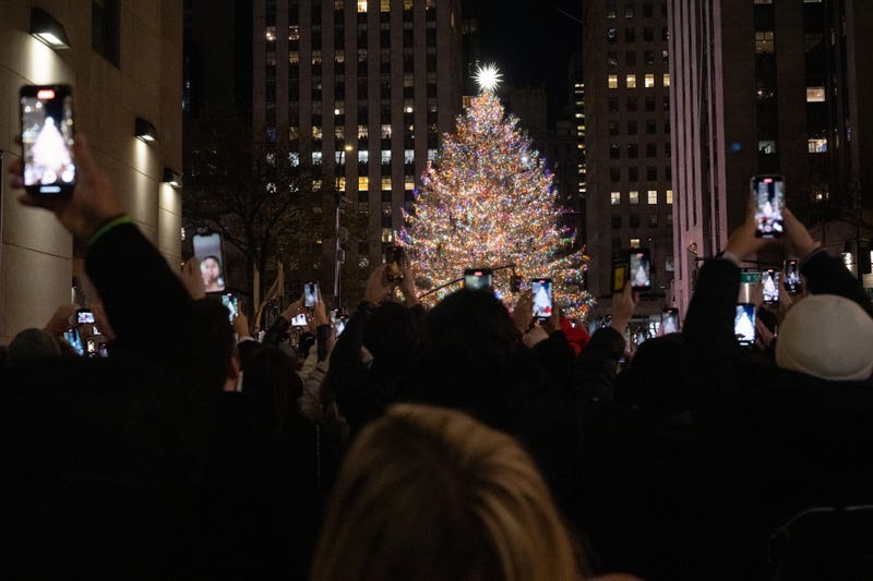 The Rockefeller Center Christmas tree is illuminated during the 90th lighting on Nov. 30, 2022