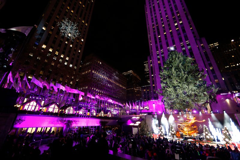 The Rockefeller Center Christmas tree is illuminated during the 90th lighting on Nov. 30, 2022