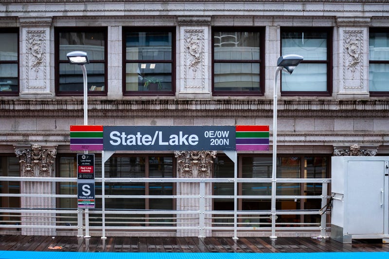A view of Chicago CTA State and Lake elevated train platform. Starting August 18, crews will be doing utility and structural locate work. During this time, lane closures will be in effect.