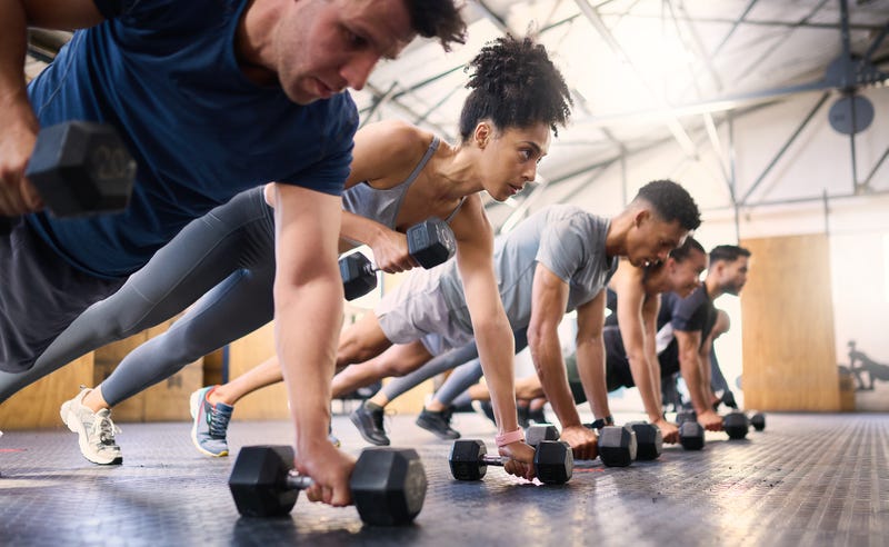 Fitness group working out