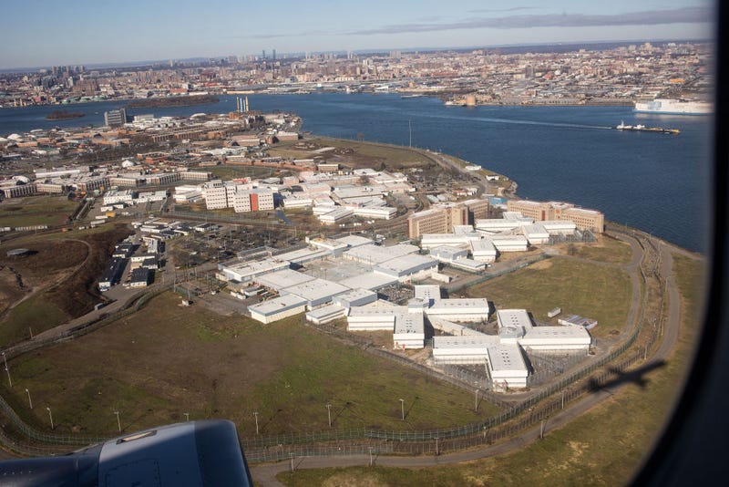 An aerial view of Rikers Island.