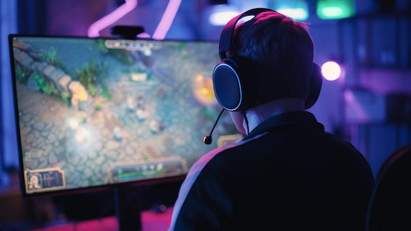 Gamer playing a PC game