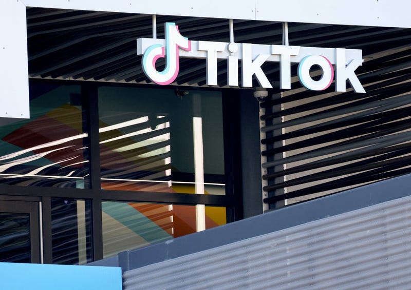The TikTok logo is displayed at a TikTok office on December 20, 2022 in Culver City, California. 