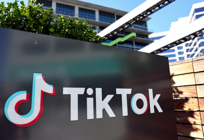 CULVER CITY, CALIFORNIA - DECEMBER 20: The TikTok logo is displayed outside a TikTok office on December 20, 2022 in Culver City, California. Congress is pushing legislation to ban the popular Chinese-owned social media app from most government devices.