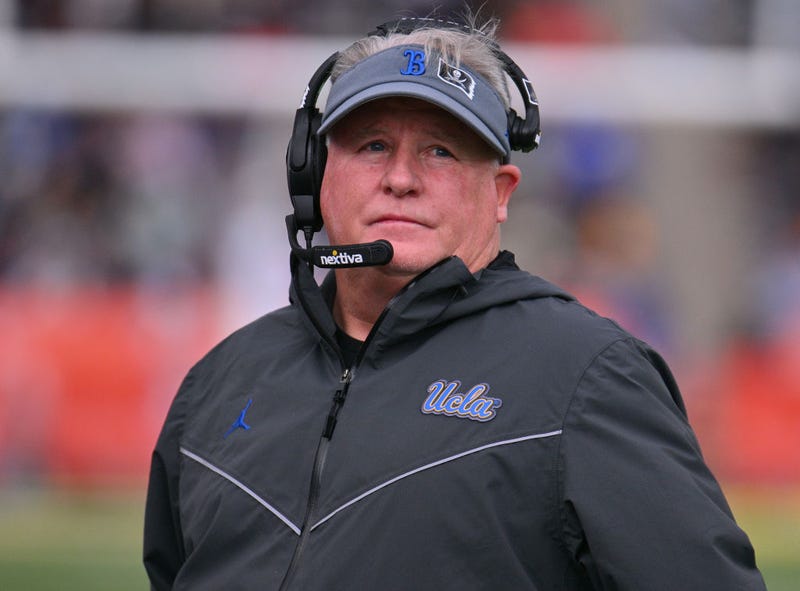 Head coach Chip Kelly of the UCLA Bruins looks on during the first half of the Tony the Tiger Sun Bowl game against the Pittsburgh Panthers at Sun Bowl Stadium on December 30, 2022 in El Paso, Texas.