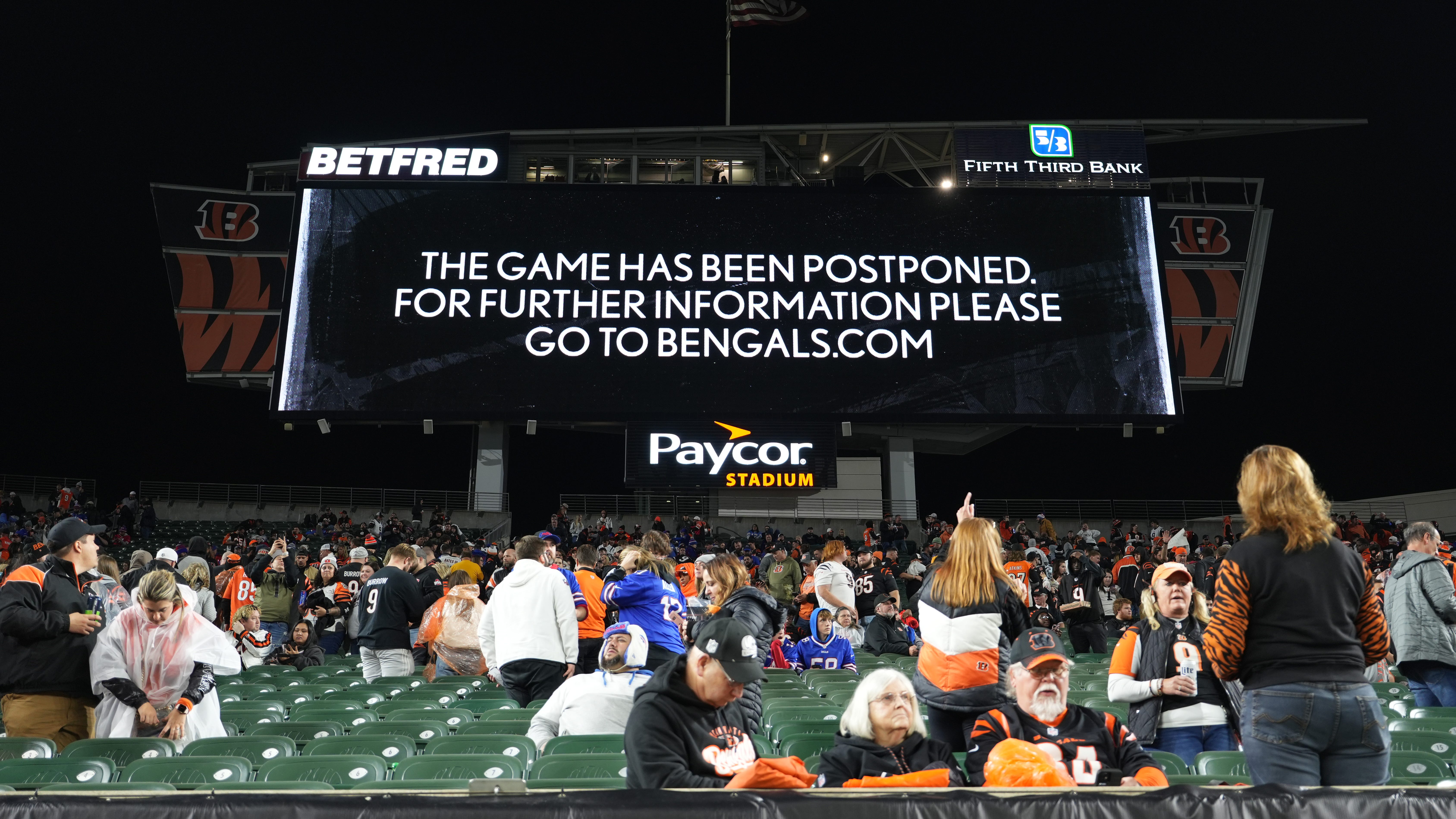 Suspended Bills-Bengals game will not be resumed ahead of Week 18