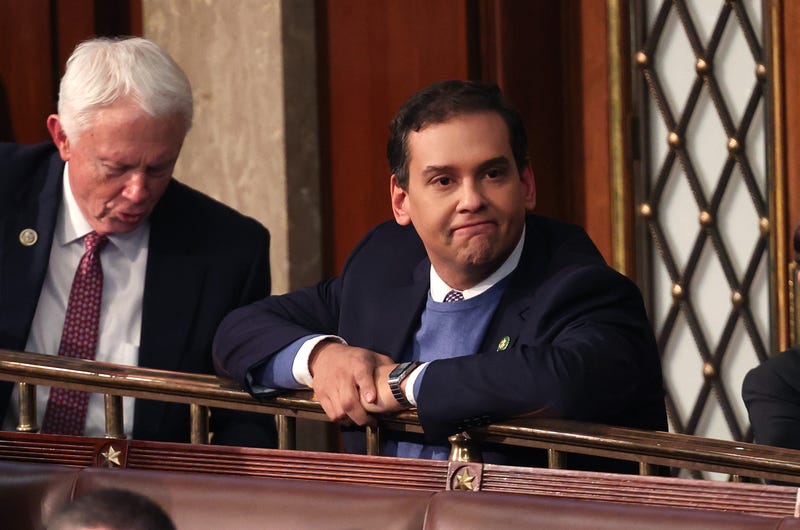 Incoming U.S. Rep. George Santos (R-NY) waits as fellow Representatives cast their votes for Speaker of the House on the first day of the 118th Congress in the House Chamber of the U.S. Capitol Building on January 03, 2023 in Washington, DC. Santos is facing scrutiny for lies he told about his personal and professional background during his campaign.