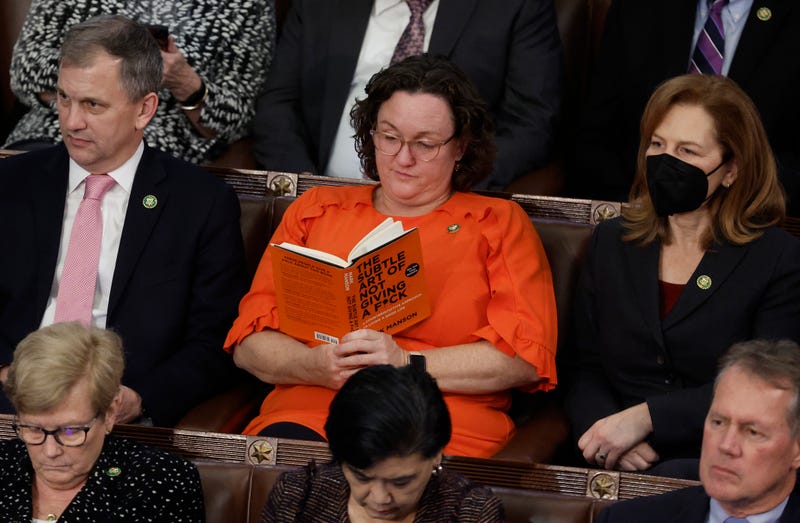 WASHINGTON, DC - JANUARY 06: U.S. Rep.-elect Katie Porter (D-CA) reads a book in the House Chamber during the fourth day of elections for Speaker of the House at the U.S. Capitol Building on January 06, 2023 in Washington, DC. The House of Representatives is meeting to vote for the next Speaker after House Republican Leader Kevin McCarthy (R-CA) failed to earn more than 218 votes on several ballots; the first time in 100 years that the Speaker was not elected on the first ballot.