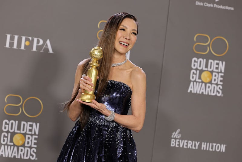 Michelle Yeoh poses with the Best Actress in a Motion Picture – Musical or Comedy award for "Everything Everywhere All at Once" in the press room during the 80th Annual Golden Globe Awards at The Beverly Hilton on January 10, 2023 in Beverly Hills, California.