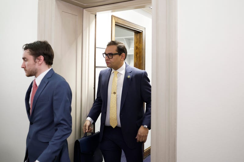 Rep. George Santos (R-NY) (R) leaves his office in the Longworth House Office Building on January 12, 2023 in Washington, DC