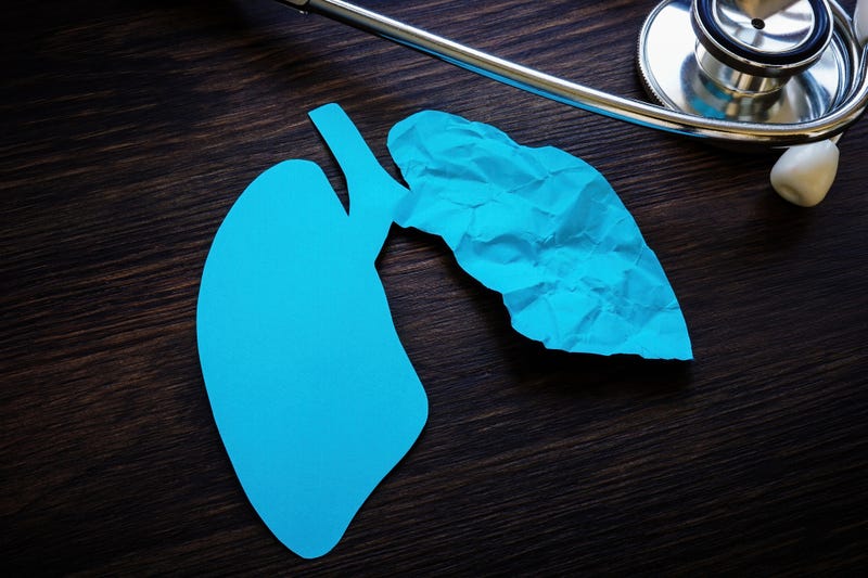 Stethoscope and one crumpled paper lung