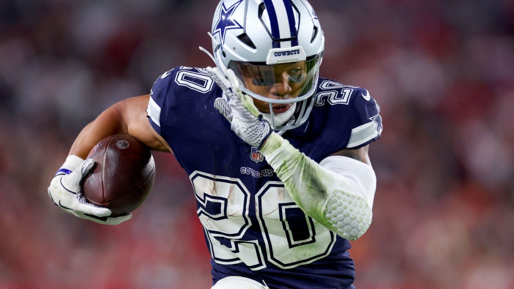 Where does Tony Pollard rank in the 2023 NFL personnel RB list?
