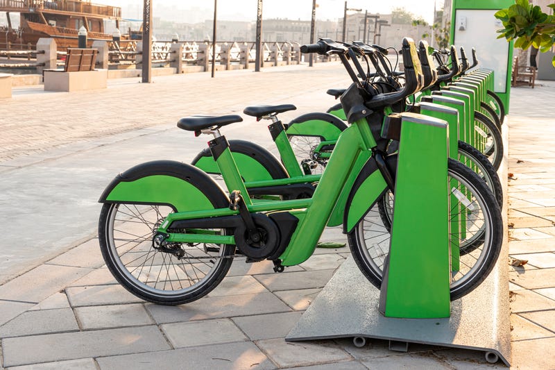 row of electric bikes