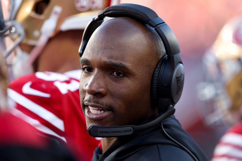 Defensive Coordinator DeMeco Ryans of the San Francisco 49ers looks on during the first half against the Dallas Cowboys in the NFC Divisional Playoff game at Levi's Stadium on January 22, 2023 in Santa Clara, California.